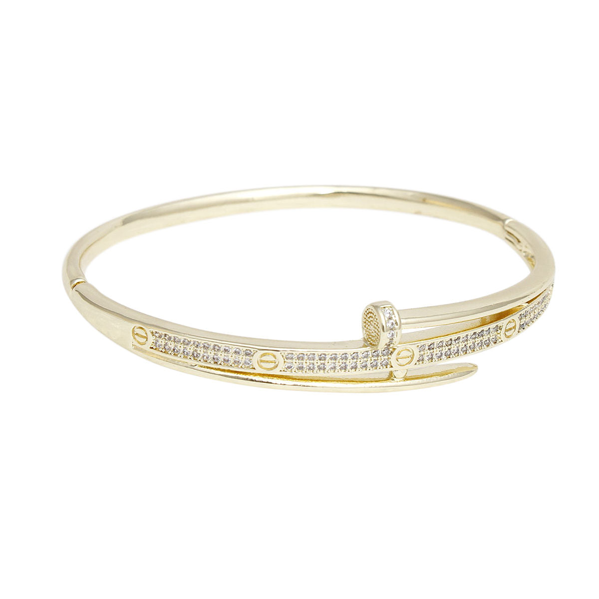 Gold Pave Bangle Bracelet Sleek Iconic Love Stylish Jewelry