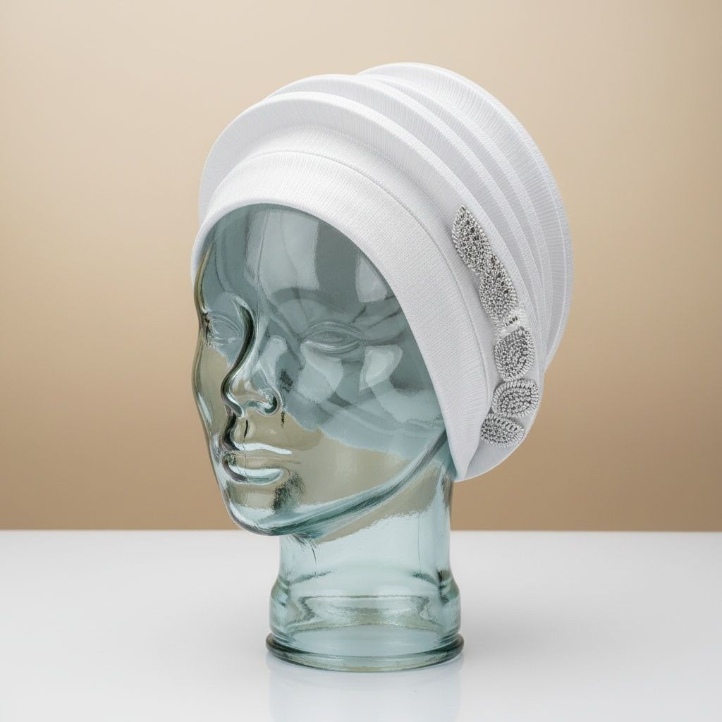 Women’s Silver Structured Turban Fascinator Elegant Dazzling Headpiece