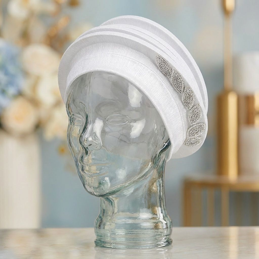 Women’s Silver Structured Turban Fascinator Elegant Dazzling Headpiece