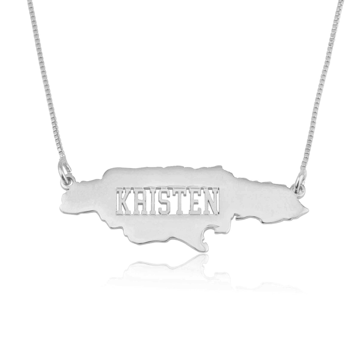 Jamaica Map Necklace With Name