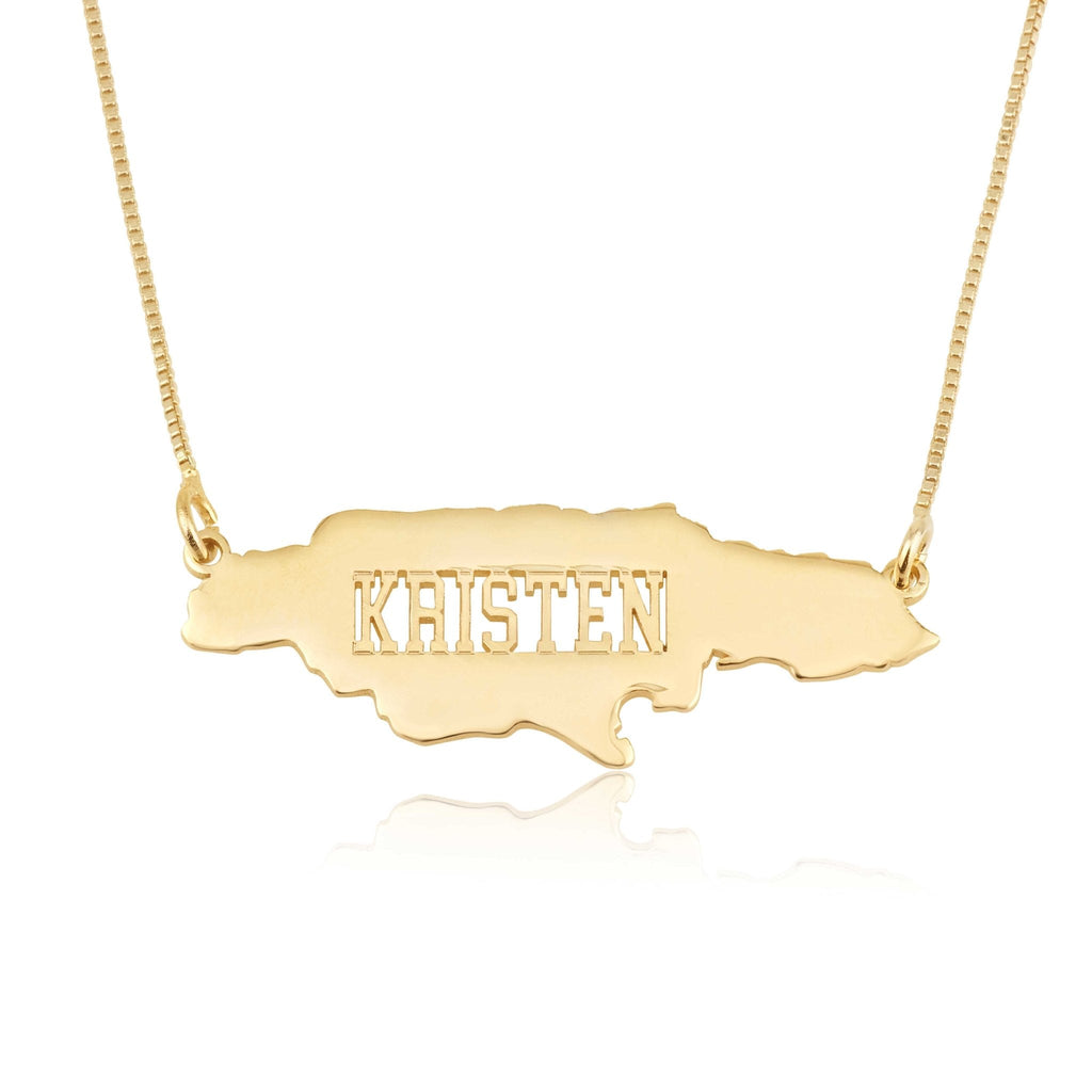 Jamaica Map Necklace With Name
