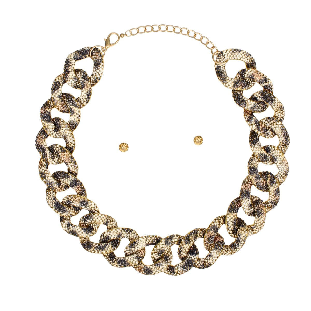 Statement Necklace Wild Child Leopard Stone Encrusted Trendy Chain
