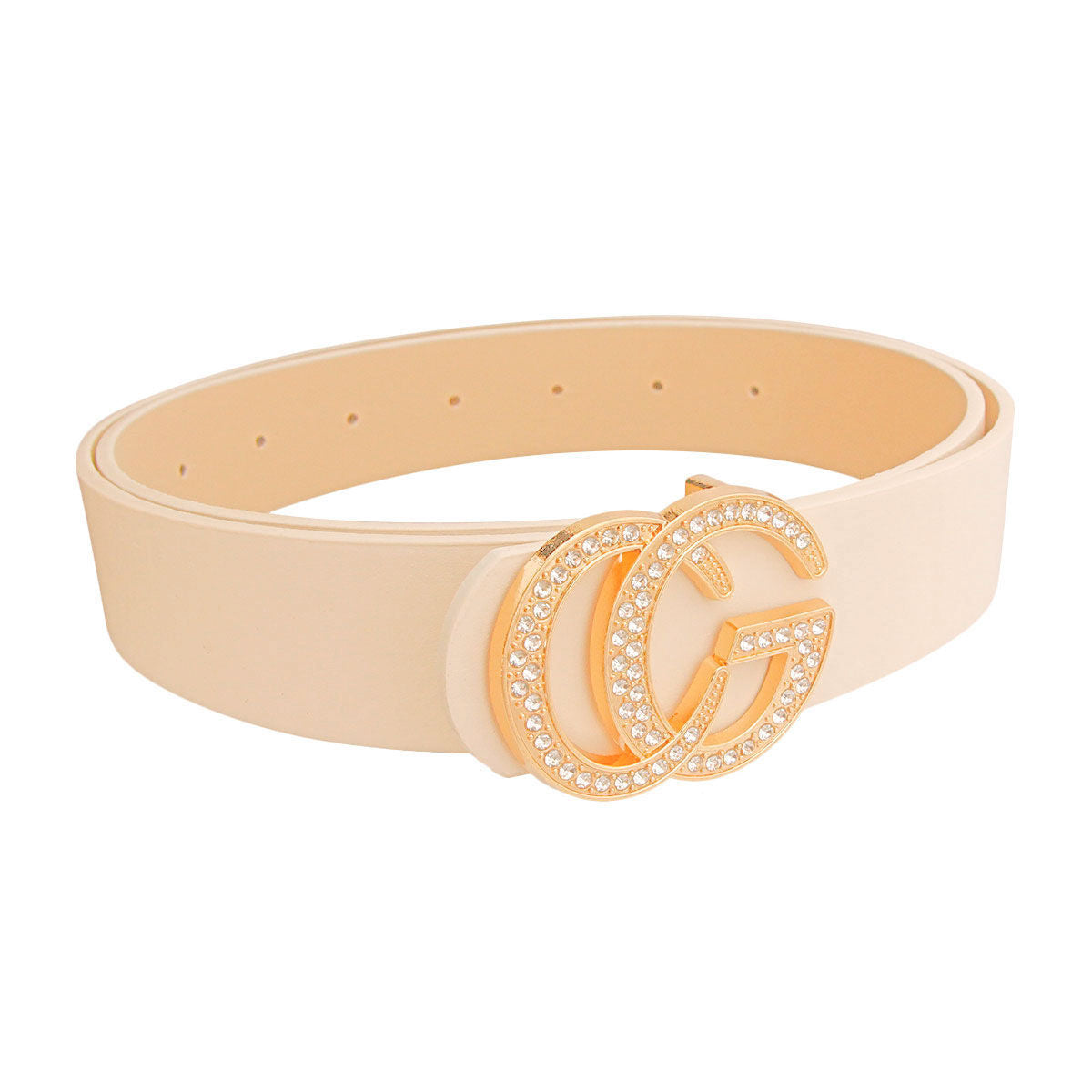 Statement Gold Letter Belt with Cream and Rhinestone Details