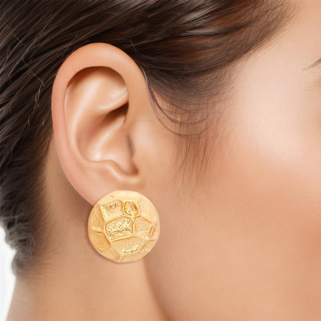 Women’s Clip On Earrings Gold Organic Geo Domed Stylish Statement Jewelry