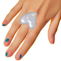 Statement Silver Pearl Heart Ring Stylish Jewelry Accessory