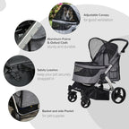 Travel Pet Stroller with Adjustable Handlebar