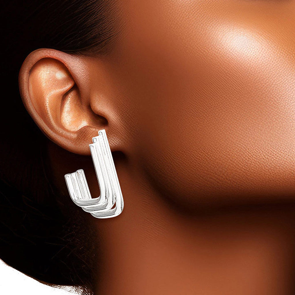 Small White Gold Hoop Stack Hook Earrings for Women – Stylish Chic Jewelry