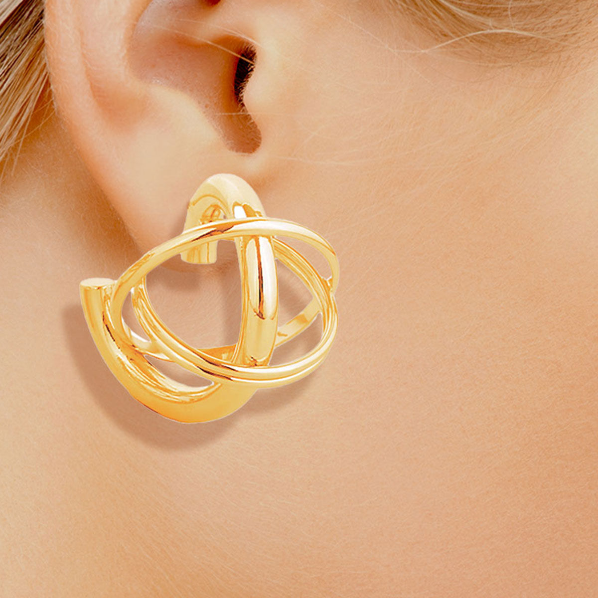 Small 14K Gold Gyro Ball Stud Earrings Stylish Women’s Jewelry