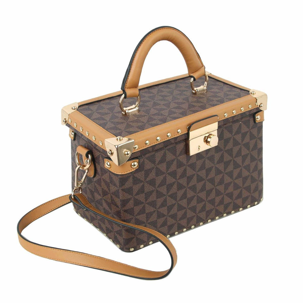 Fashion Handbag Brown Square Trunk Stylish Chic Accessory