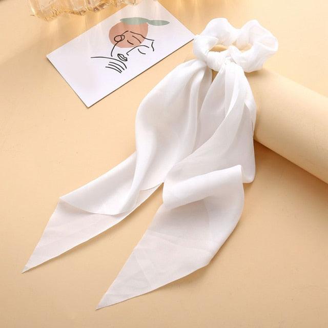 Silky Satin Ribbon Hair Tie, Scrunchie, Knotted Streamer Ponytail Holder