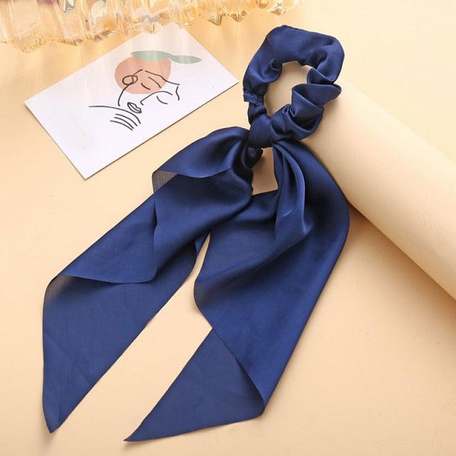 Silky Satin Ribbon Hair Tie, Scrunchie, Knotted Streamer Ponytail Holder