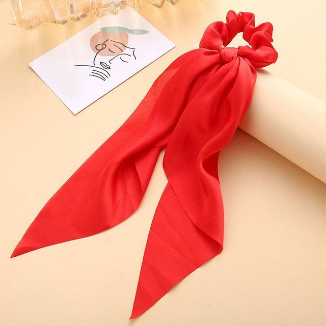 Silky Satin Ribbon Hair Tie, Scrunchie, Knotted Streamer Ponytail Holder
