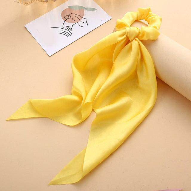 Silky Satin Ribbon Hair Tie, Scrunchie, Knotted Streamer Ponytail Holder