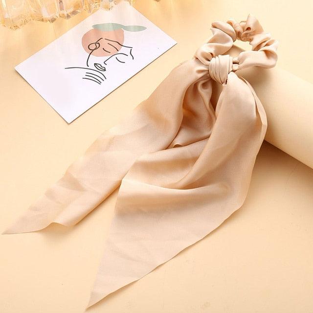 Silky Satin Ribbon Hair Tie, Scrunchie, Knotted Streamer Ponytail Holder