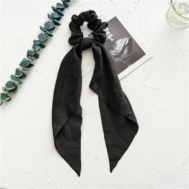 Silky Satin Ribbon Hair Tie, Scrunchie, Knotted Streamer Ponytail Holder