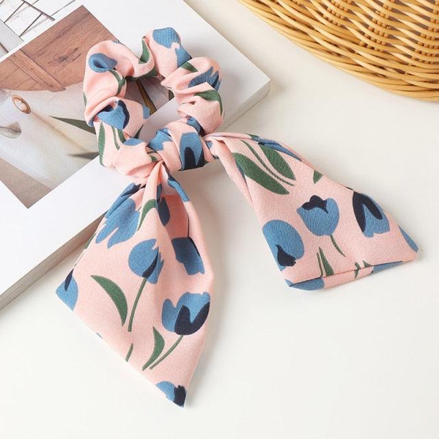 Silky Satin Ribbon Hair Tie, Scrunchie, Knotted Streamer Ponytail Holder