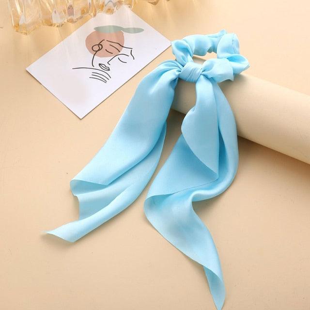 Silky Satin Ribbon Hair Tie, Scrunchie, Knotted Streamer Ponytail Holder