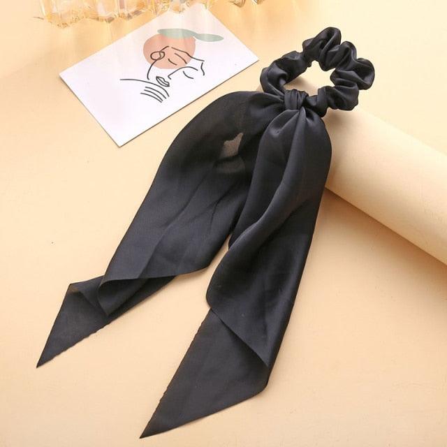 Silky Satin Ribbon Hair Tie, Scrunchie, Knotted Streamer Ponytail Holder