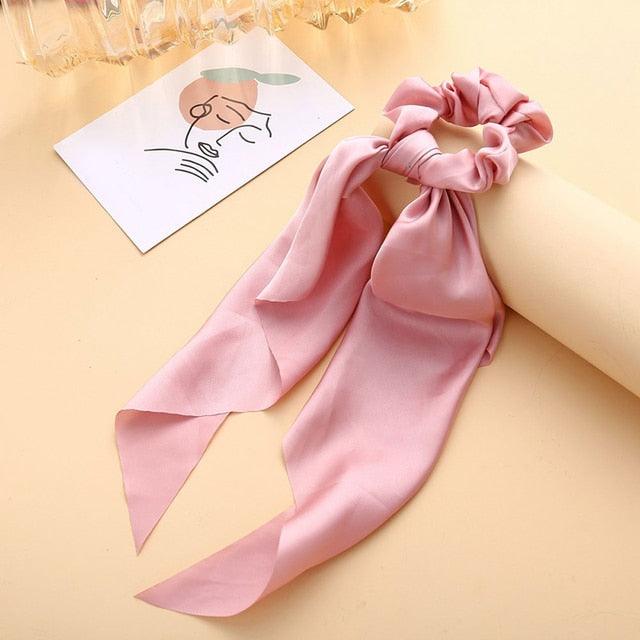 Silky Satin Ribbon Hair Tie, Scrunchie, Knotted Streamer Ponytail Holder