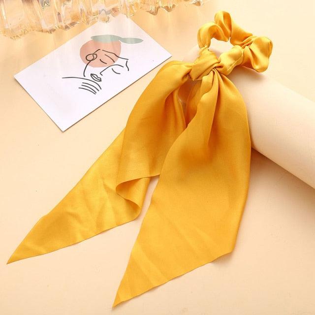 Silky Satin Ribbon Hair Tie, Scrunchie, Knotted Streamer Ponytail Holder