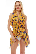 Women’s Mustard Floral Vest Cover Up Stylish Layered Fashion