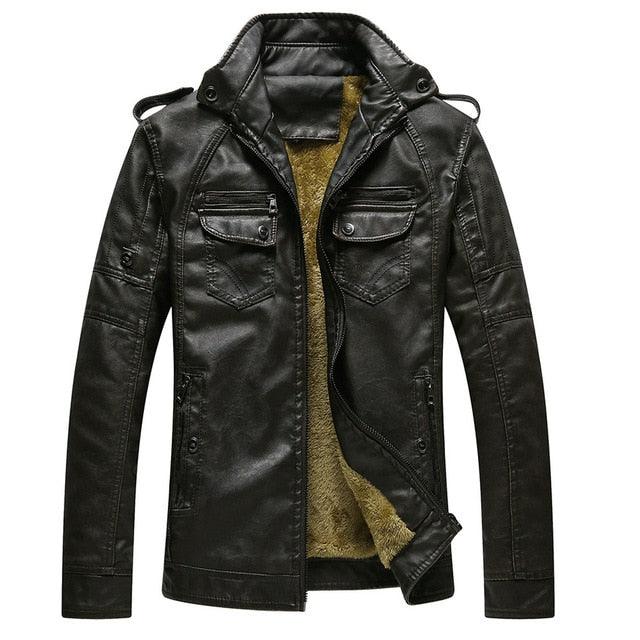 Luxury Black Motorcycle Jacket Classic Mens Slim Fit Short-Coat Collar PU Jackets Leather Jacket Vintage Collar Motorcycle PU Leather Winter Autumn Elegant Windproof Leather Coat For Men