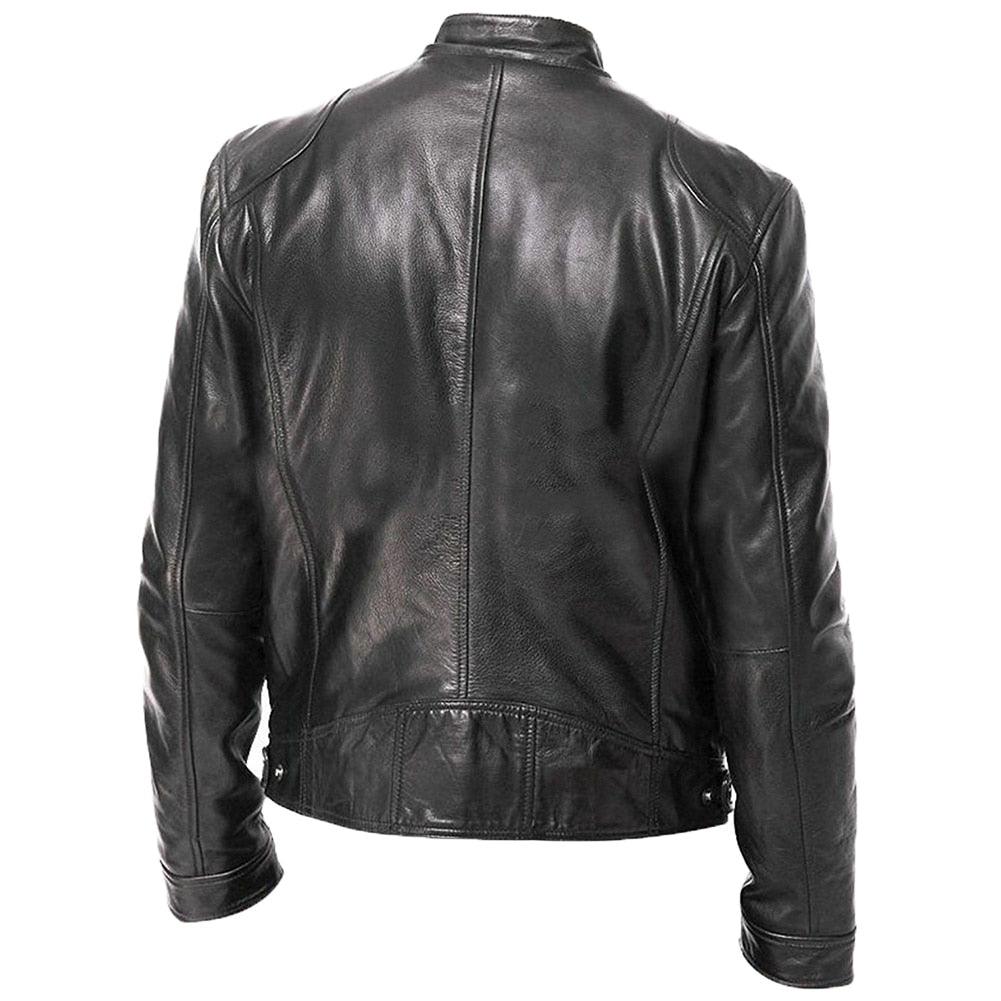 Luxury Black Motorcycle Jacket Classic Mens Slim Fit Short-Coat Collar PU Jackets Leather Jacket Vintage Collar Motorcycle PU Leather Winter Autumn Elegant Windproof Leather Coat For Men