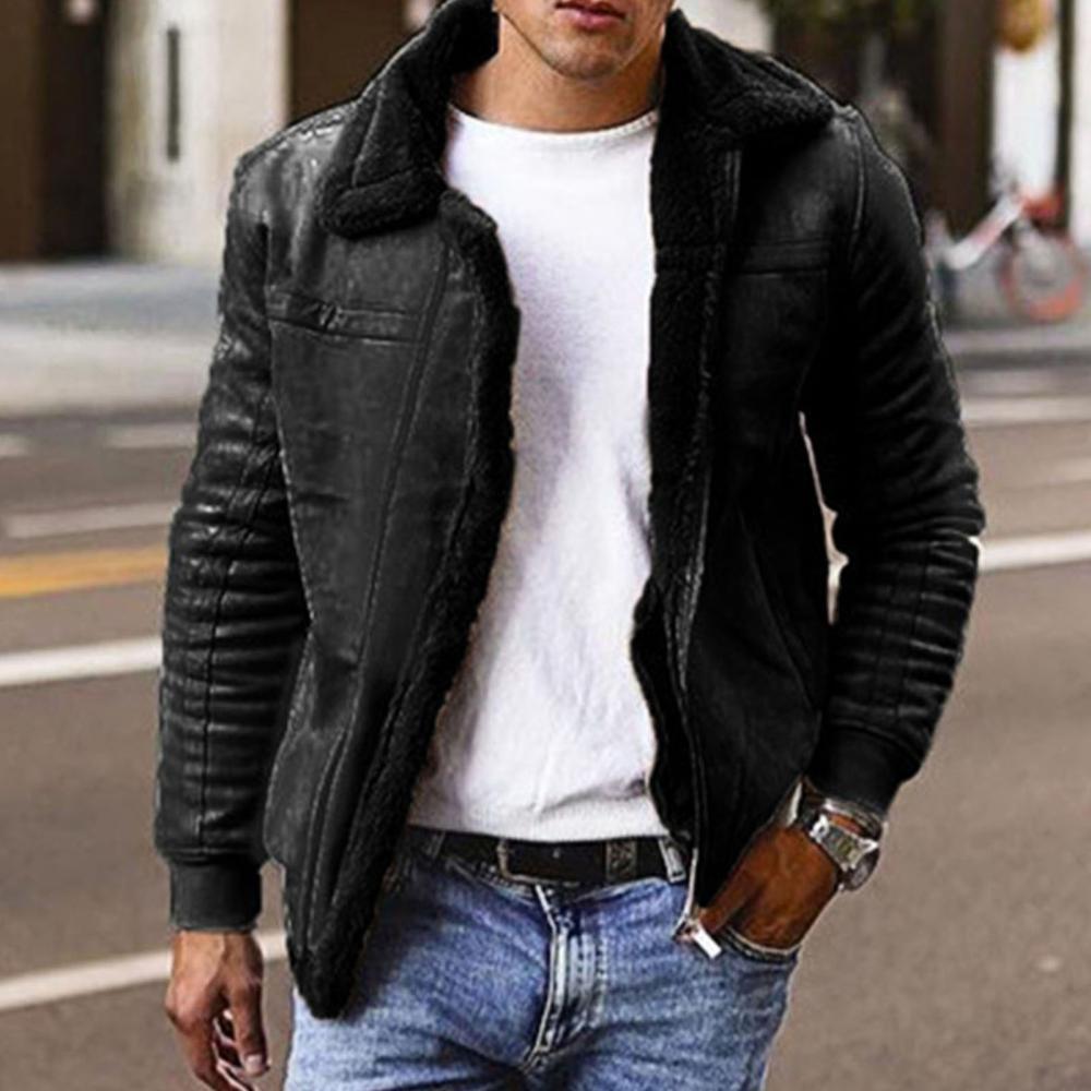 Luxury Black Motorcycle Jacket Classic Mens Slim Fit Short-Coat Collar PU Jackets Leather Jacket Vintage Collar Motorcycle PU Leather Winter Autumn Elegant Windproof Leather Coat For Men