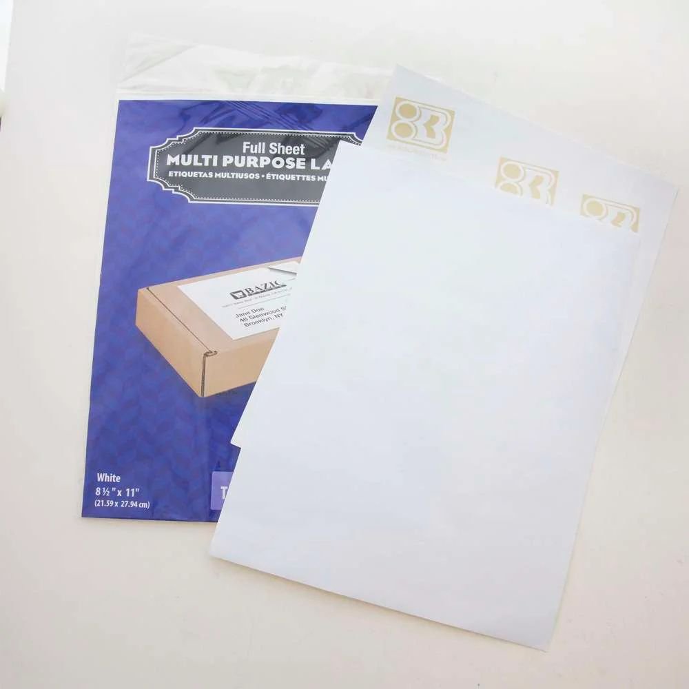 BAZIC White Multipurpose Labels Full Sheet 8.5" X 11" (10/Pack)