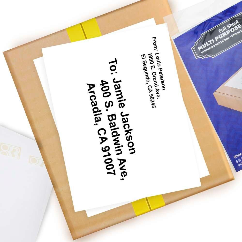 BAZIC White Multipurpose Labels Full Sheet 8.5" X 11" (10/Pack)