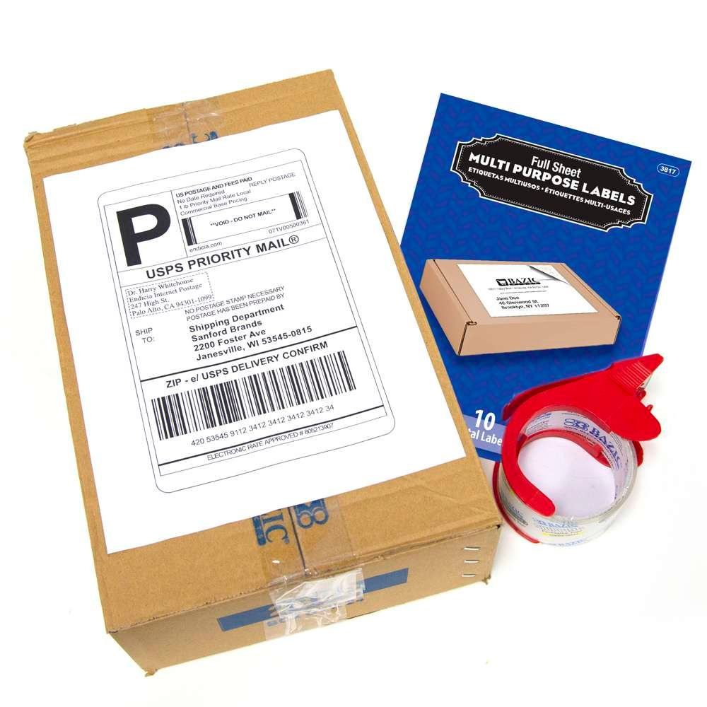 BAZIC White Multipurpose Labels Full Sheet 8.5" X 11" (10/Pack)