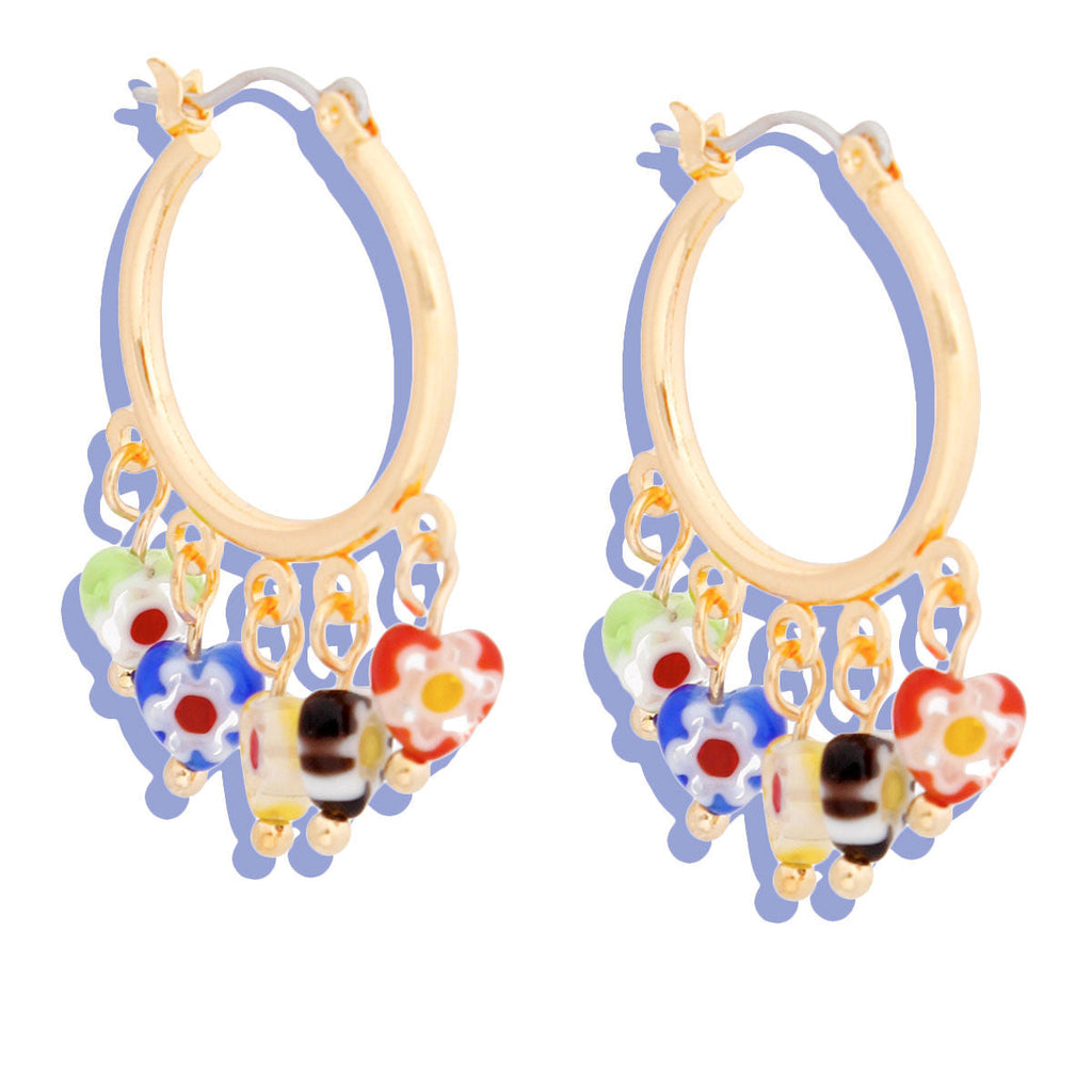 Gold Heart Shaped Bead Hoop Earrings – Trendy Fashion Jewelry