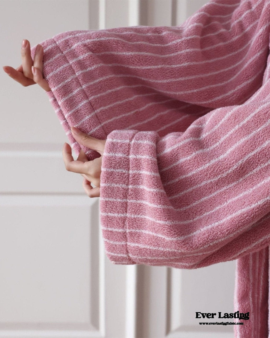 Modern Striped Cotton Bathrobe Set / Purple
