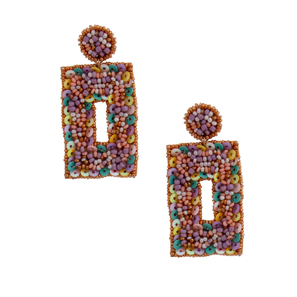 Rectangle Beaded Earrings Pastel Stylish Statement Jewelry