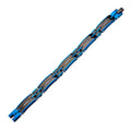 Mens Stainless Steel Solid Carbon Graphite and Blue IP with Clear CZ Gem Link Bracelet
