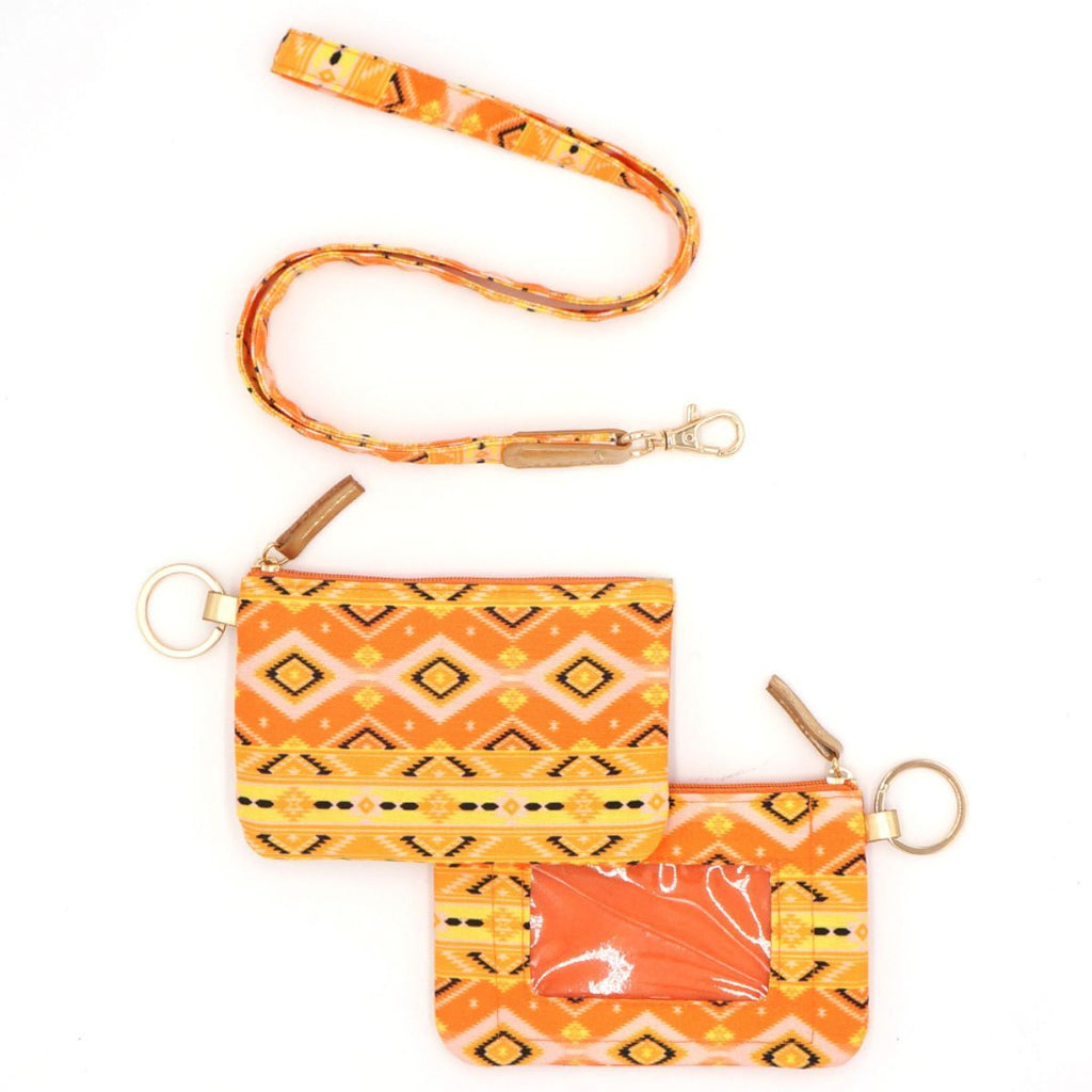 ID Wallet Orange Aztec Tribal Stylish Casual Accessory