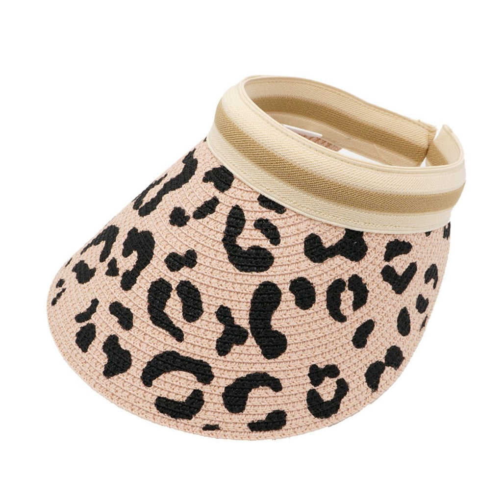 Visor Hat Blush Leopard Print Stylish Casual Accessory