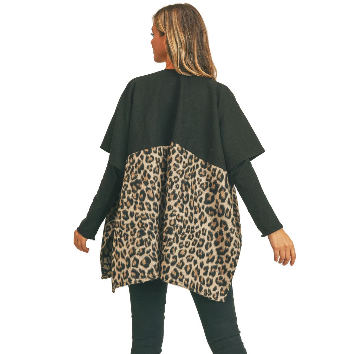 Women’s Taupe Leopard Print Kimono Pocket Stylish Layered Top