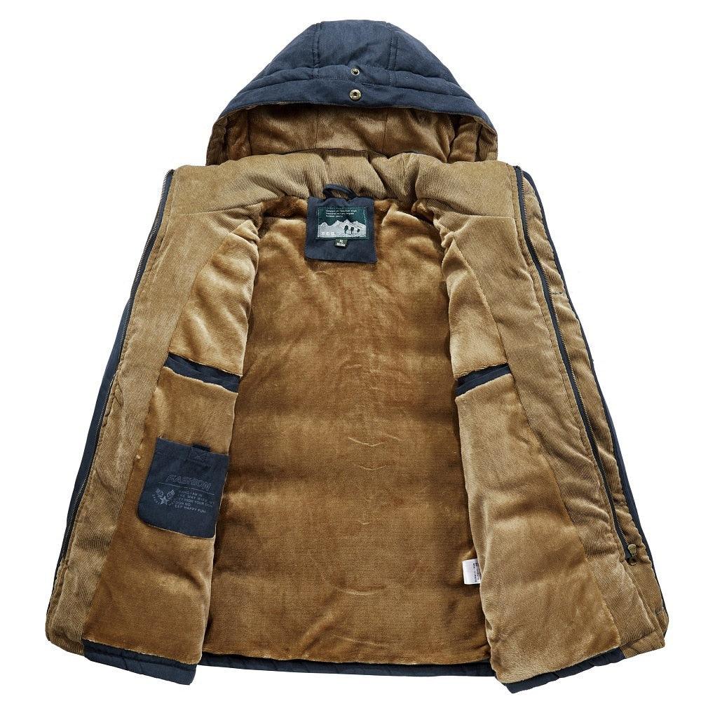 New Men's Thick Warm Waterproof Jacket Hooded Men Outdoor Jacket Men's Thick Casual Hooded Solid Color Outdoor Jacket Winter Cotton Jacket Men's Jacket With Multi-Pockets