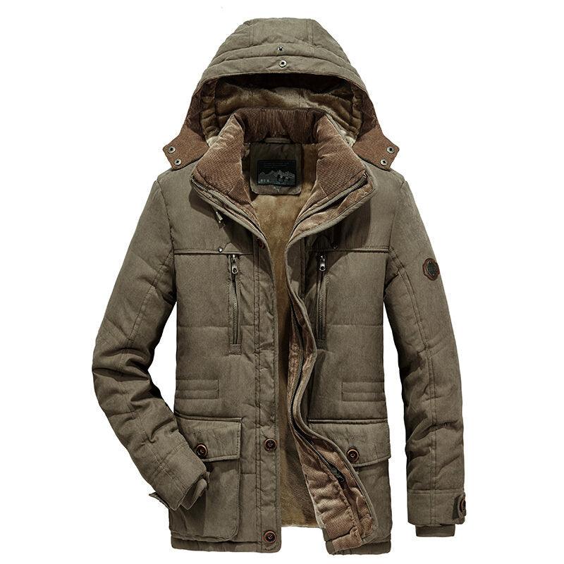 New Men's Thick Warm Waterproof Jacket Hooded Men Outdoor Jacket Men's Thick Casual Hooded Solid Color Outdoor Jacket Winter Cotton Jacket Men's Jacket With Multi-Pockets