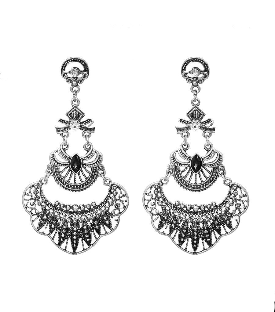 Drop Earrings Burnished Metal Stylish Statement Jewelry