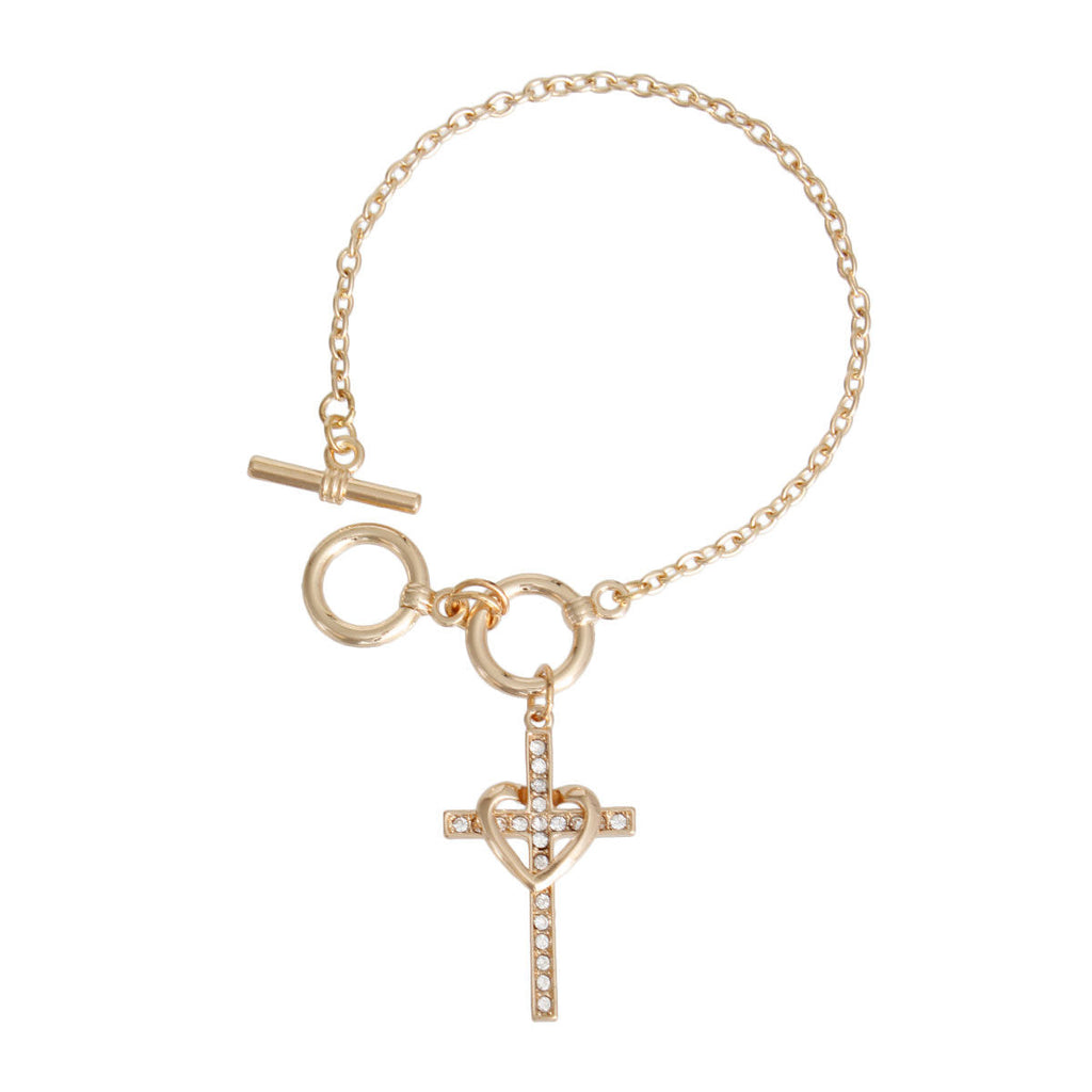 Bracelet Gold Heart Cross Stylish Fashion Jewelry Accessory