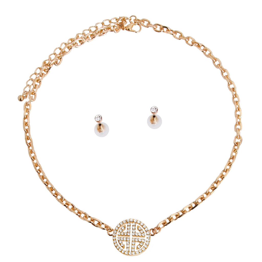Statement Gold Cable Chain Necklace with Greek Key Design