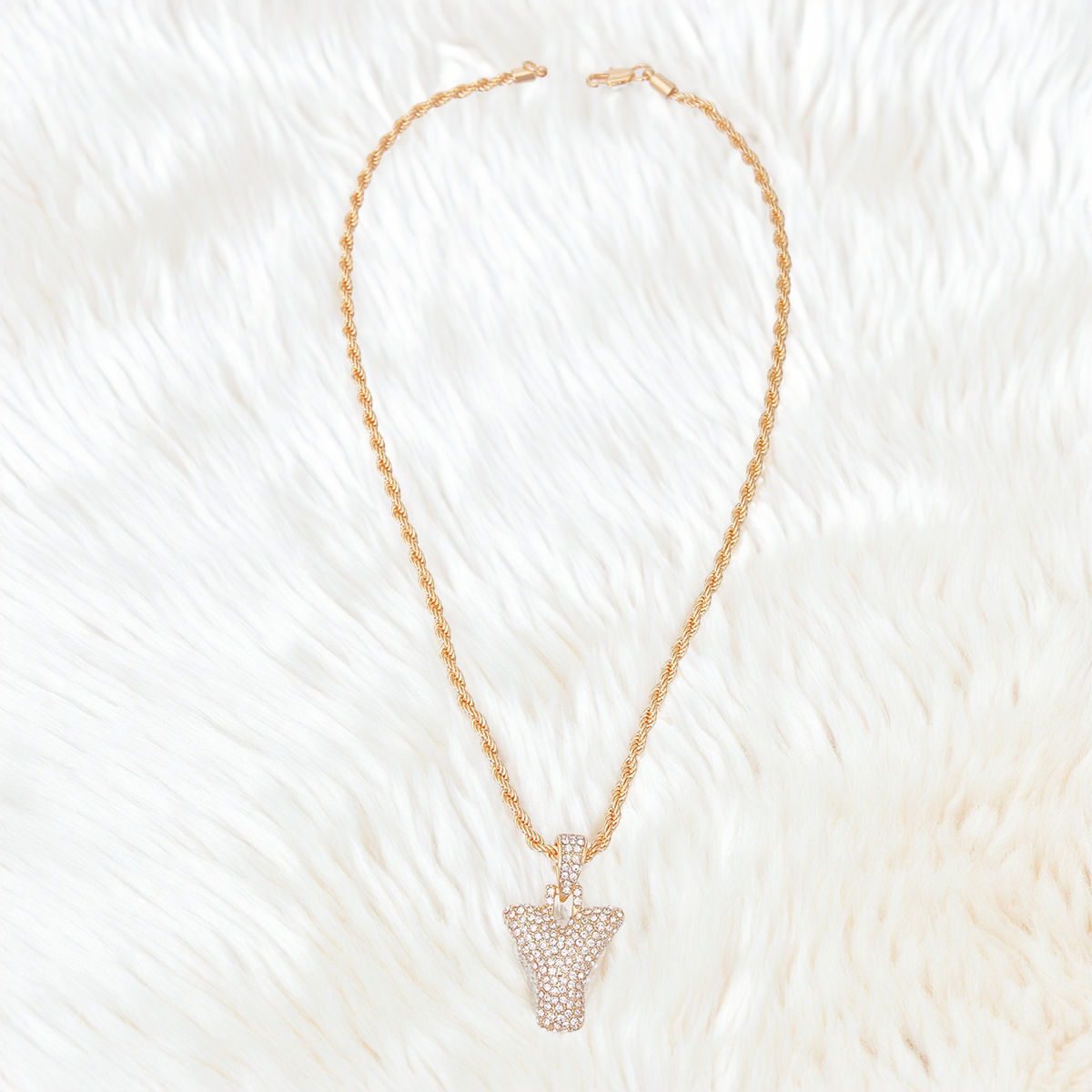 Rhinestone Gold Statement Necklace Y Design Stylish Jewelry Accessory