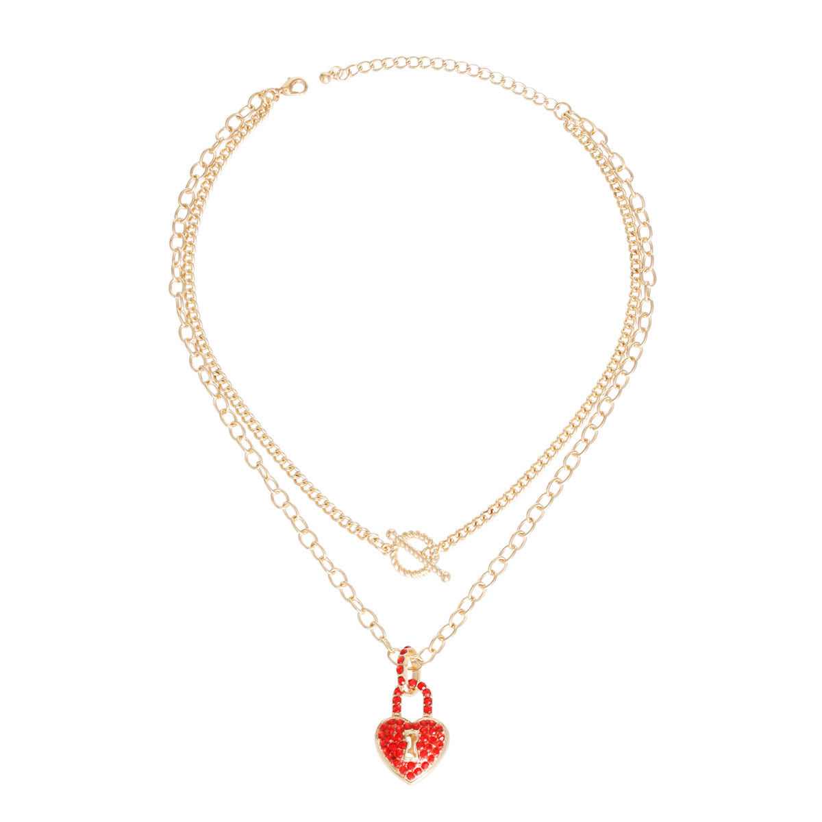 Gold Locked Heart Necklace Stylish Statement Jewelry Accessory