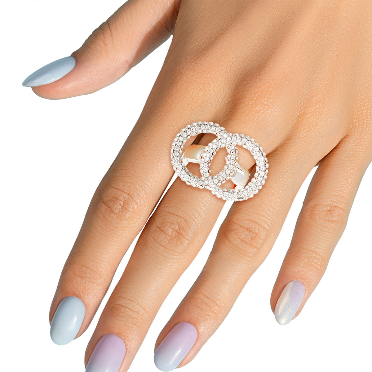 Infinity Link Silver Pave Ring Stylish Statement Jewelry