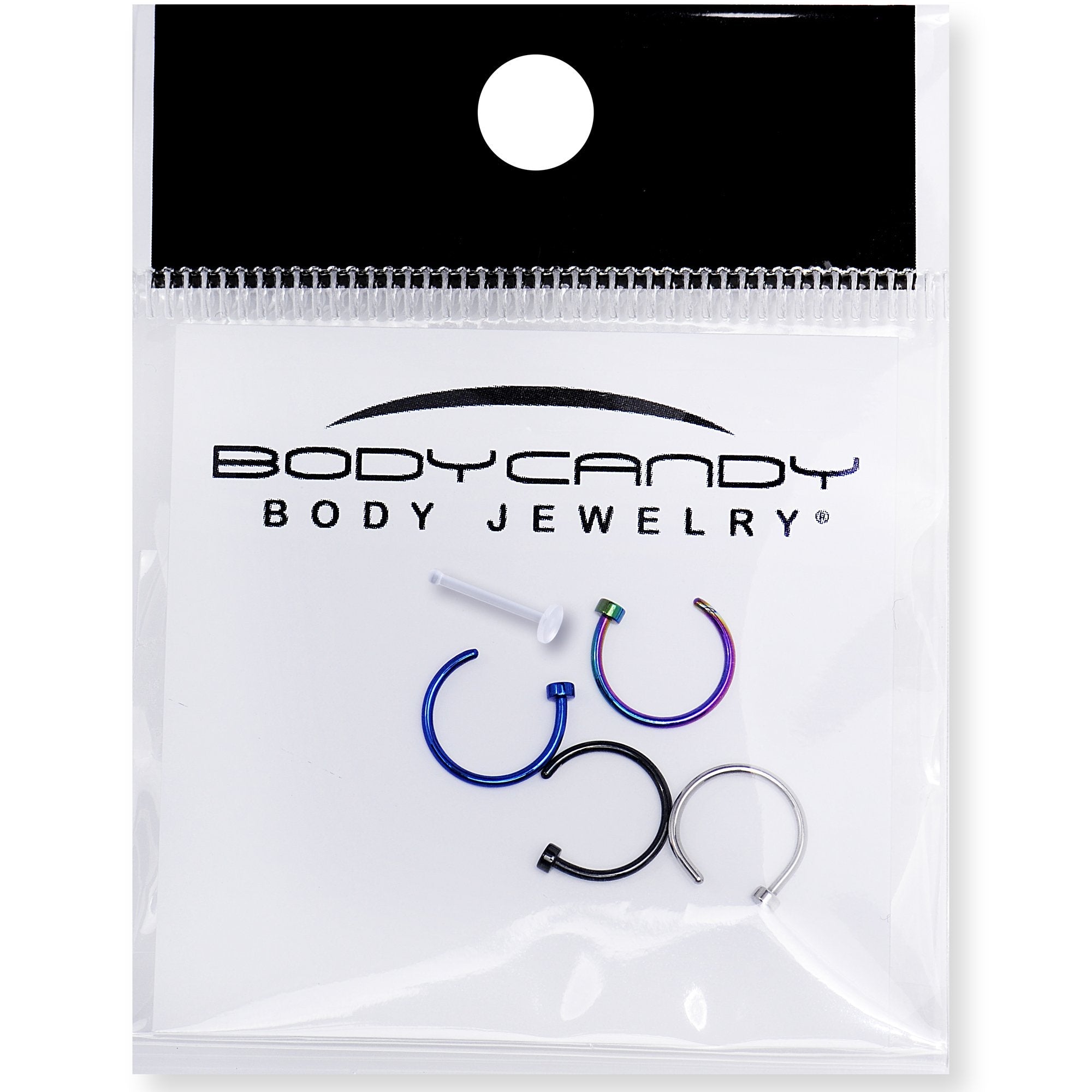 20G 5/16 Pack Set of 4 Assorted Stainless Steel Nose Hoop Rings