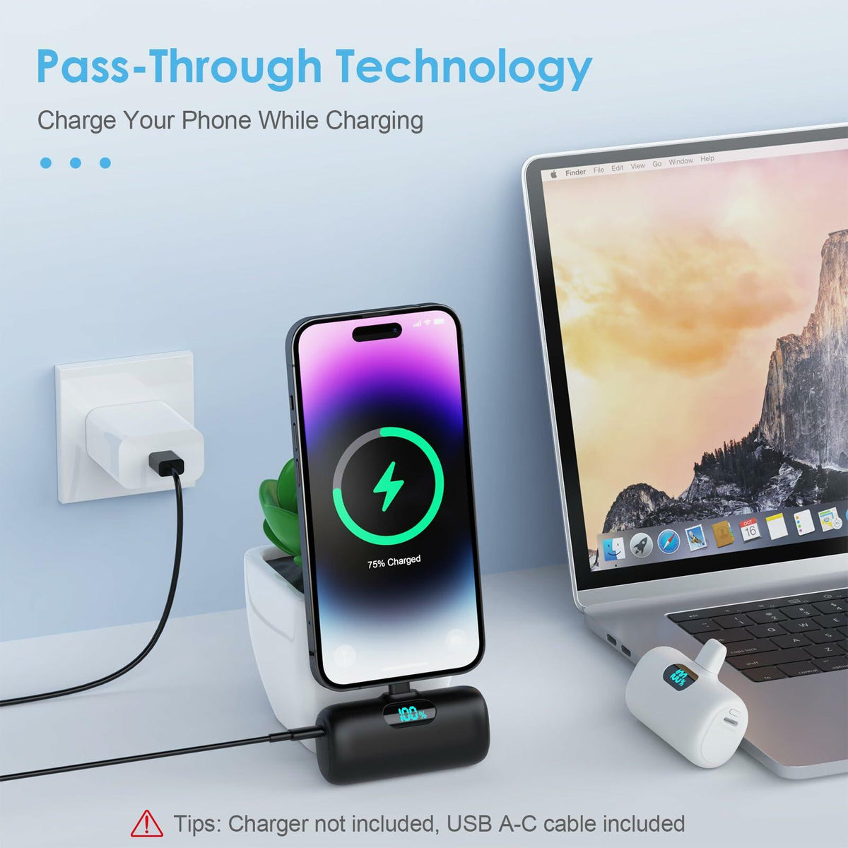 2-Pack Portable iPhone Chargers, 5000mAh, 15W PD