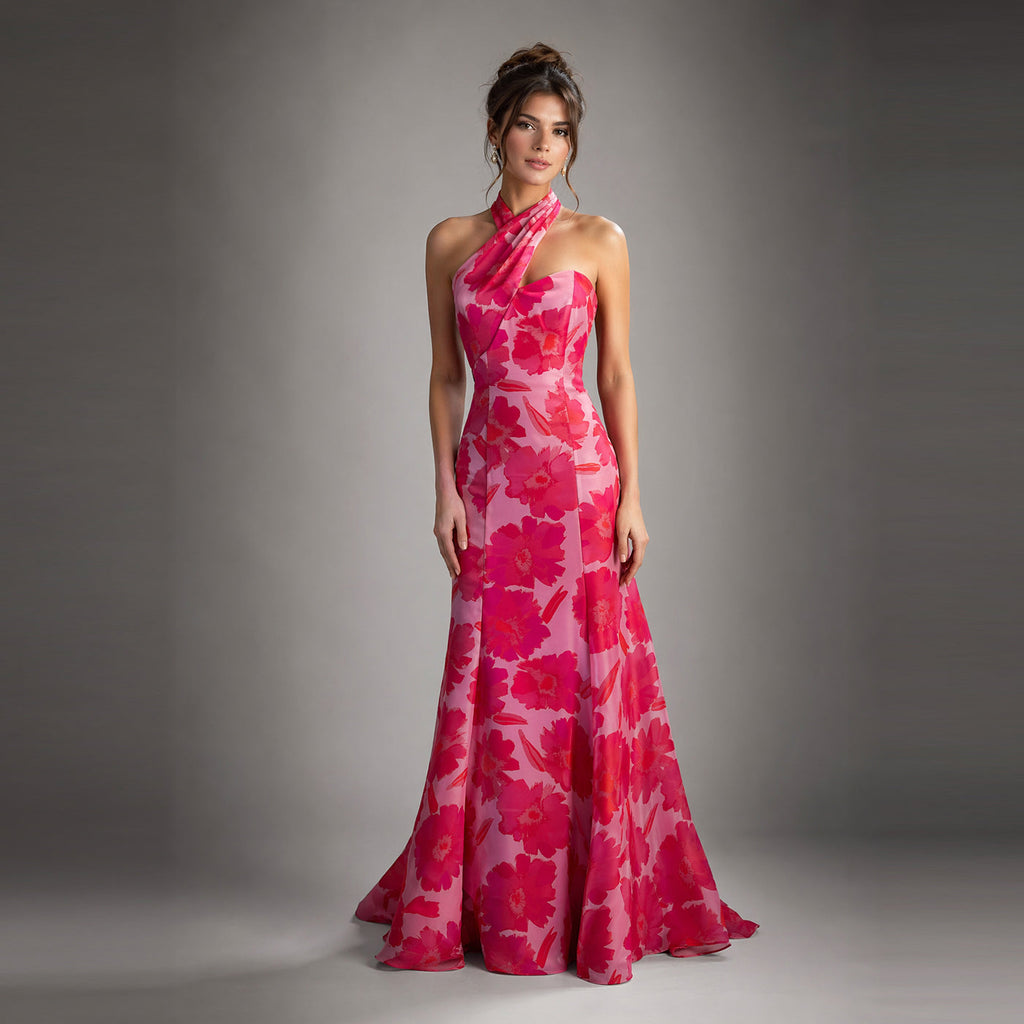 Cenia Signature Floral Halter Gown