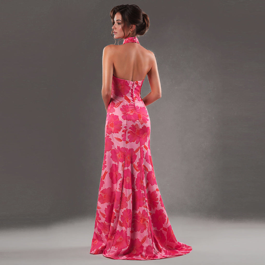 Cenia Signature Floral Halter Gown